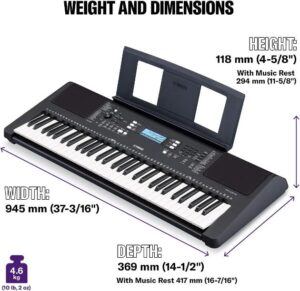 Yamaha PSR-E373 Keyboard Maße